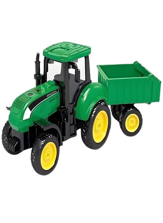 بلس بوينت ألعاب جرارات زراعية من PLUSPOINT، مركبات تعمل بالقصور الذاتي الاحتكاكي، شاحنة جرار زراعي مع عربة، ألعاب زراعية، شاحنات ألعاب احتكاكية للأولاد والبنات من عمر 3 سنوات فما فوق، لعبة أطفال (جرار) - Image 1